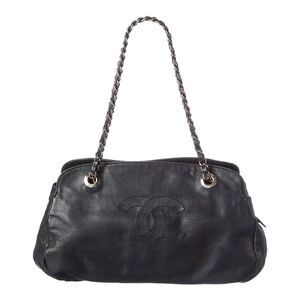 Chanel Black Calfskin Leather Cc Tote (Authentic Pre-Loved)